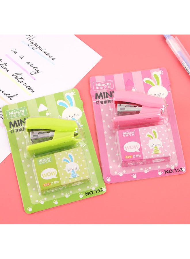 Huachi Office Supplies Mini Stapler Suit Primary School Students Cute Stapler Portable Small Stationery Stapler - Image 3