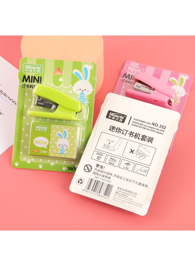 Huachi Office Supplies Mini Stapler Suit Primary School Students Cute Stapler Portable Small Stationery Stapler - Image 2