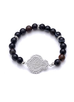 Subhati Bracelet with metal Parts and Agate Stone | 8 MM Beads - 18  - Image 2