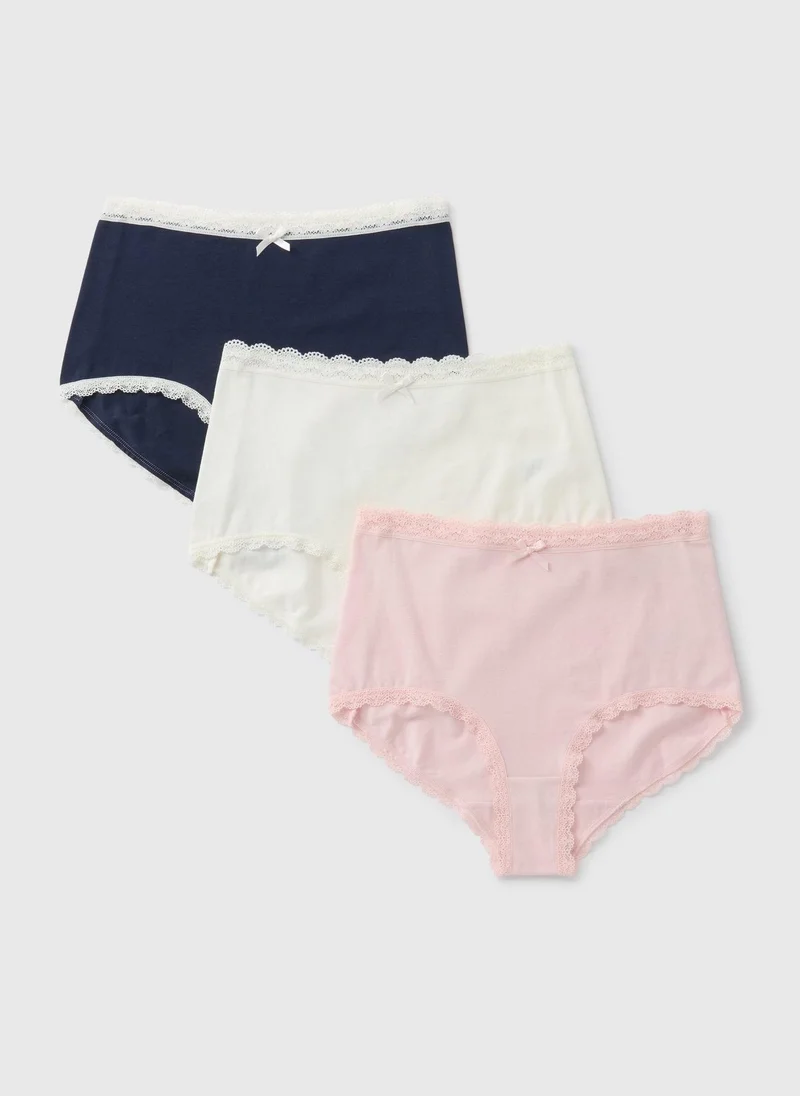Matalan 3 Pack Lace Full Brief Knickers
