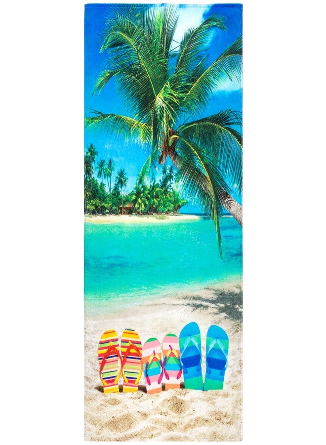 Beachland Flip Flops Beach Towel 30 x 60 inch 100% Cotton - Tropical Beach Towel (Sunny Day - 1 Towel 30" x 60") - Image 1