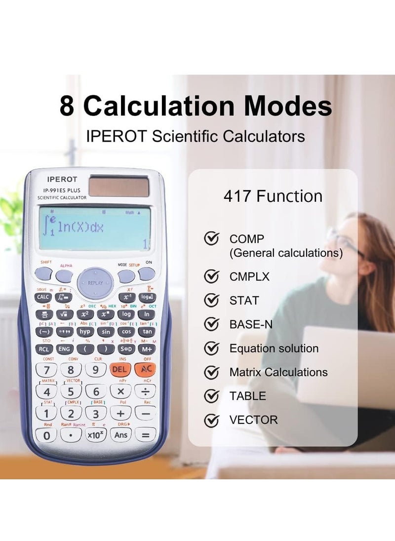 SYOSI - Scientific Calculators Scientific Calculator Large Screen 417 Functions Calculators Very Suitable for High School and College Students Calculus Algebra and Other Math - Image 1