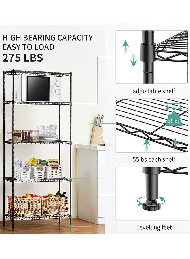 GoldenLike  رف تخزين أرفف سلكية من 5 طبقات فضي - Image 5