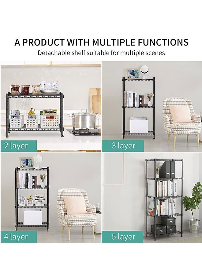 GoldenLike  رف تخزين أرفف سلكية من 5 طبقات فضي - Image 4