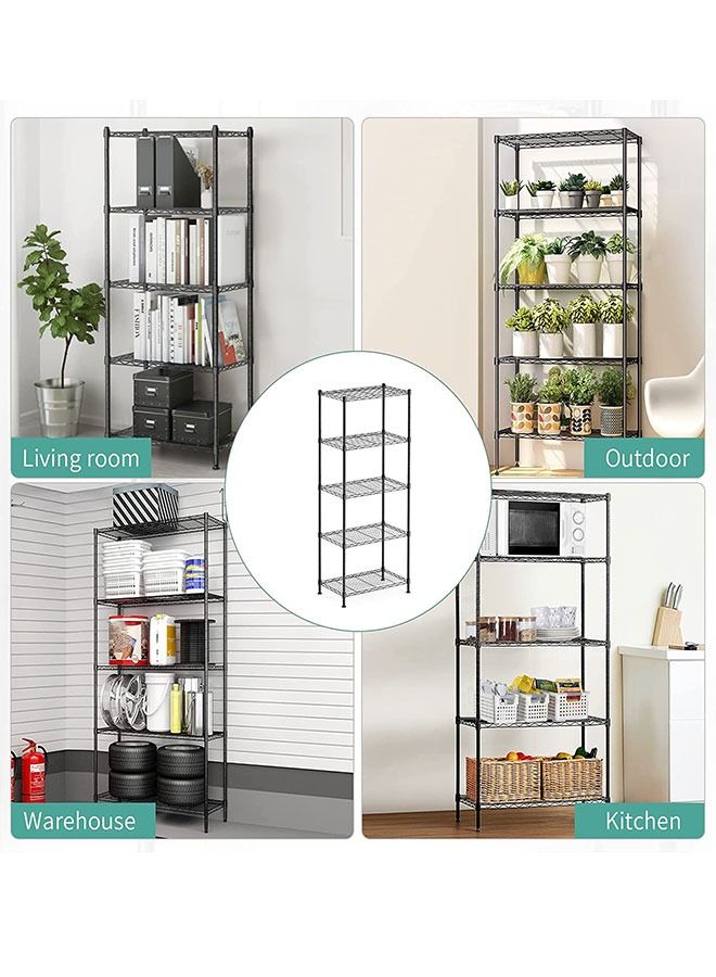 GoldenLike  رف تخزين أرفف سلكية من 5 طبقات فضي - Image 3