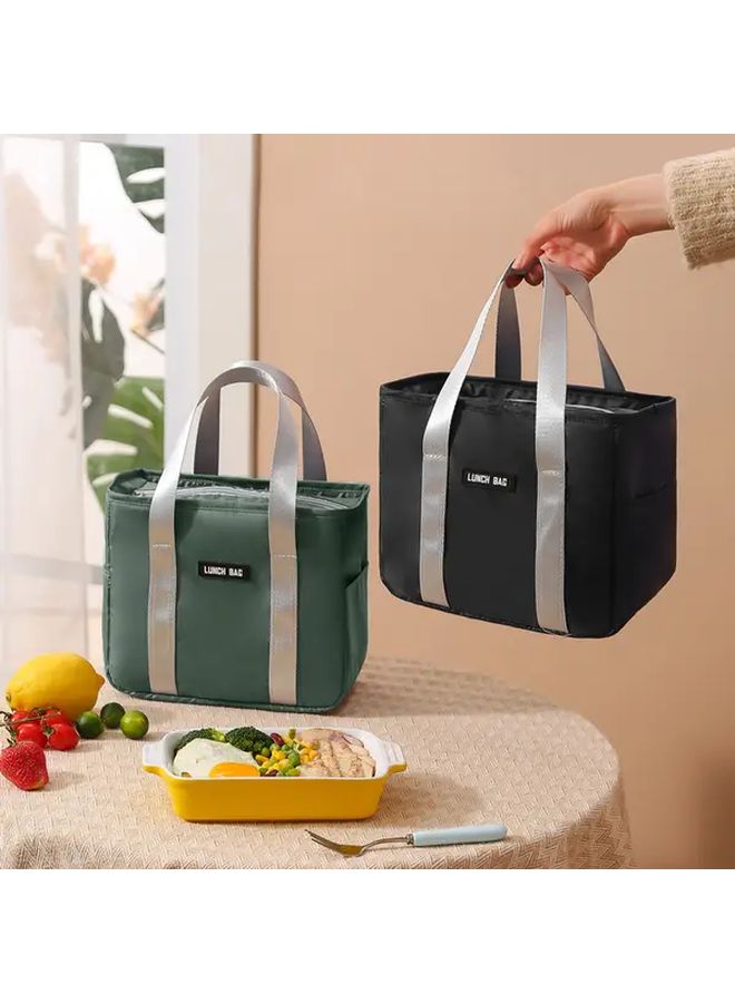 Black Insulated Bento Lunch Box Bag With Thermal Storage Leakproof Tote For School Office - Image 1