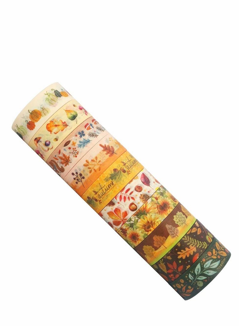 Y&D Washi Tape Set, 10 Rolls Autumn Leaves Set Flowers Masking Decorative Tapes for Arts, DIY Crafts, Journal Supplies, Planners, Scrapbook, Card/Gift Wrapping (Autumn Days)  - Image 2