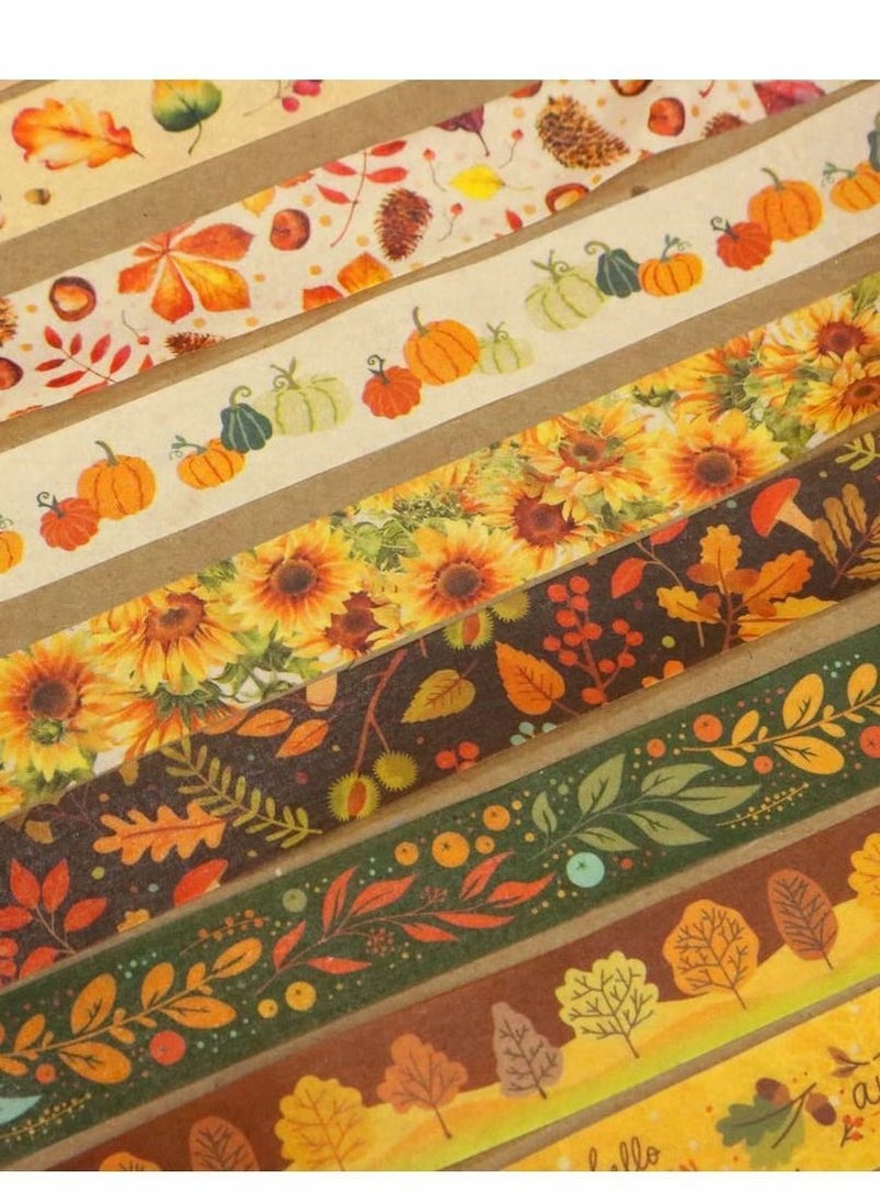 Y&D Washi Tape Set, 10 Rolls Autumn Leaves Set Flowers Masking Decorative Tapes for Arts, DIY Crafts, Journal Supplies, Planners, Scrapbook, Card/Gift Wrapping (Autumn Days)  - Image 3