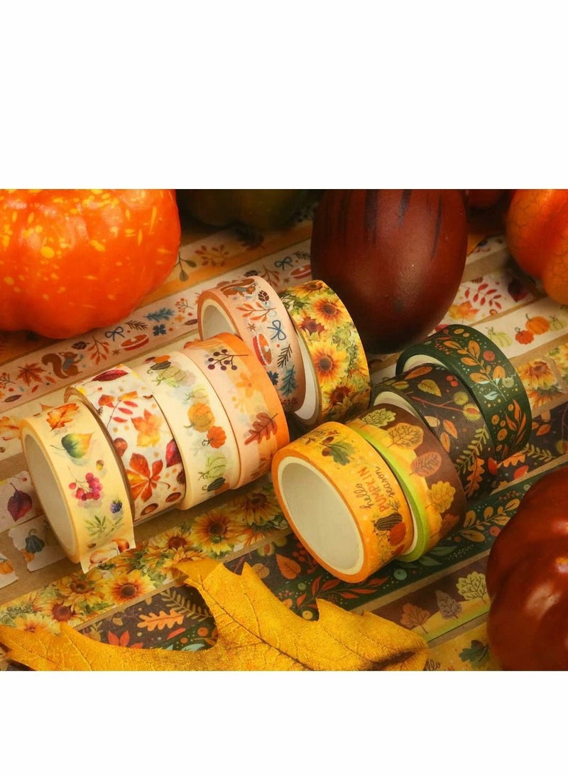 Y&D Washi Tape Set, 10 Rolls Autumn Leaves Set Flowers Masking Decorative Tapes for Arts, DIY Crafts, Journal Supplies, Planners, Scrapbook, Card/Gift Wrapping (Autumn Days)  - Image 5