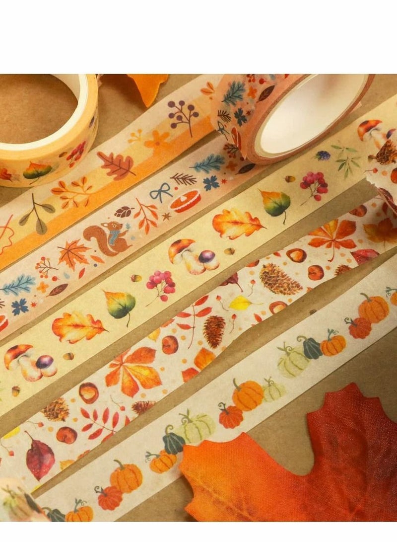Y&D Washi Tape Set, 10 Rolls Autumn Leaves Set Flowers Masking Decorative Tapes for Arts, DIY Crafts, Journal Supplies, Planners, Scrapbook, Card/Gift Wrapping (Autumn Days)  - Image 4