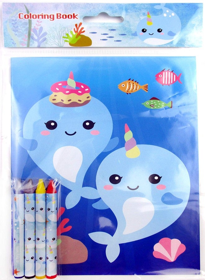 TINYMILLS Narwhals Coloring Book and Crayon Set for Kids Party Favors with 12 Coloring Books and 48 Crayons for Birthday Party Supplies, Narwhal Themed Favor Bag Filler - Image 4