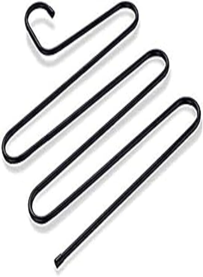 5 Layers S Shaped Pants Trouser Hangers Rack Space Saver Organizer Hanging Ties Scarves Belts - BLaCK 