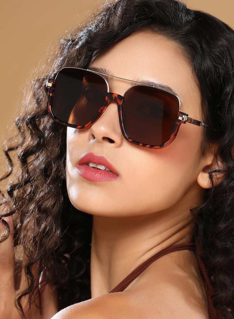 صوص هاوت نظارة شمسية بإطار افياتور كامل الحواف مع حماية من الأشعة الشمسية للنساء  - Image 3