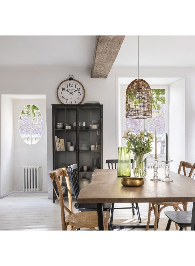 atmosphera Yago Wood and Metal Round Analog Wall Clock Beige and White 6.5 x 66 x 57 cm 195200 - Image 3