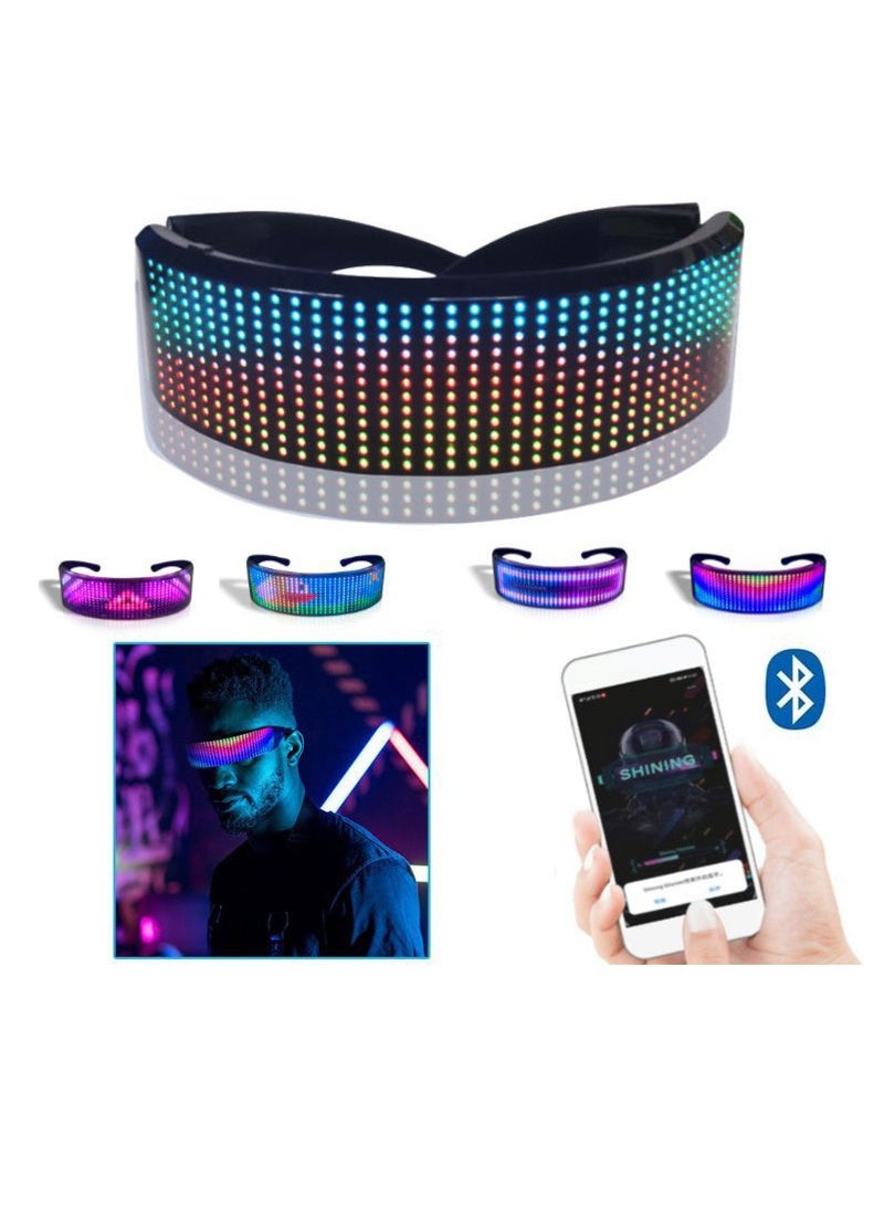 تابيت نظارات LED قابلة للتخصيص للحفلة ، نظارات LED RGB كاملة الألوان للتحكم في التطبيق للبالغين ، نظارات مشرقة ذات أسلوب مستقبلي قابلة لإعادة الشحن USB لحفلات عيد الميلاد وهالوين وعيد الميلاد - Image 1