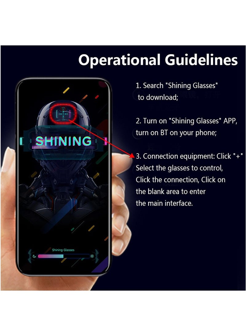 تابيت نظارات LED قابلة للتخصيص للحفلة ، نظارات LED RGB كاملة الألوان للتحكم في التطبيق للبالغين ، نظارات مشرقة ذات أسلوب مستقبلي قابلة لإعادة الشحن USB لحفلات عيد الميلاد وهالوين وعيد الميلاد - Image 5