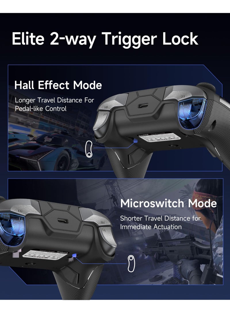 EasySMX D10 Wireless Gaming Controller – Bluetooth Gamepad with TMR Joysticks, Dual-Mode Triggers, Mechanical Buttons, 1000Hz Polling, RGB Lights – for PC, Switch, Android, iOS – with Charging Dock - Image 4