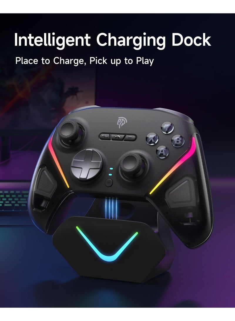 EasySMX D10 Wireless Gaming Controller – Bluetooth Gamepad with TMR Joysticks, Dual-Mode Triggers, Mechanical Buttons, 1000Hz Polling, RGB Lights – for PC, Switch, Android, iOS – with Charging Dock - Image 5