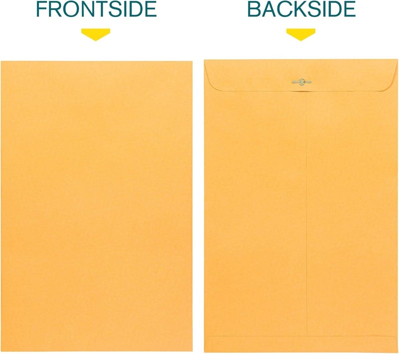EnDoc 10 x 15 Clasp Envelopes - 100 Pack Brown Kraft Catalog Mailing Gummed Seal Envelope - 28lb Heavyweight 10x15 Inches Manila Envelopes for Home, Office, Business, Legal or School - Image 3