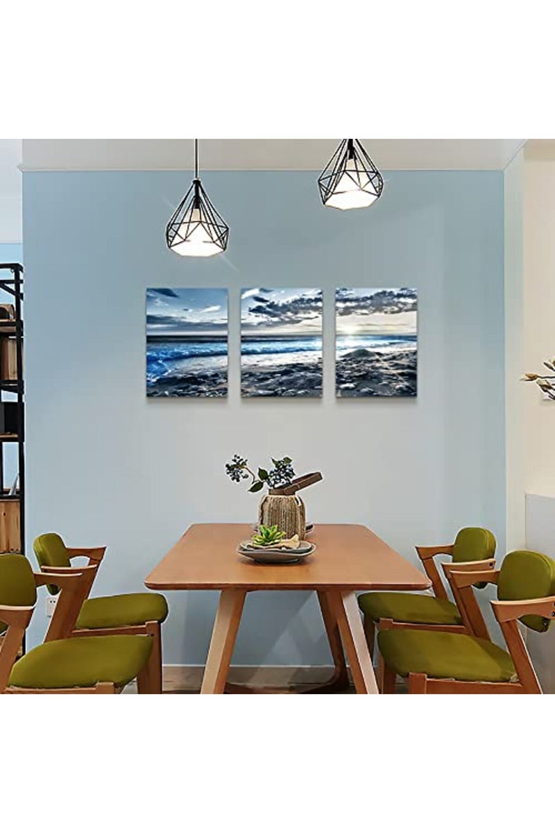 Lapremoly Wall Art For Living Room Wall Decor For Bedroom Poster Blue Beach Sun Ocean Landscape Paintings Prints Artwork Bathroom Decorations Seascape Canvas Prints Hang Pictures Office Home Decor Works - Image 5