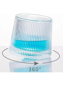 Vitacelli Rotatable Tumbler Crystal Glass Cups,160ML Drinking Glasses with Creative Walnut Coasters  - Image 2