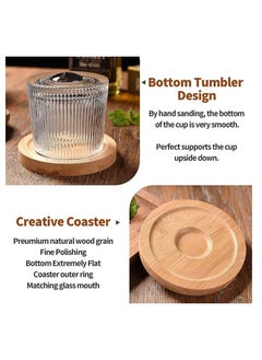 Vitacelli Rotatable Tumbler Crystal Glass Cups,160ML Drinking Glasses with Creative Walnut Coasters  - Image 3