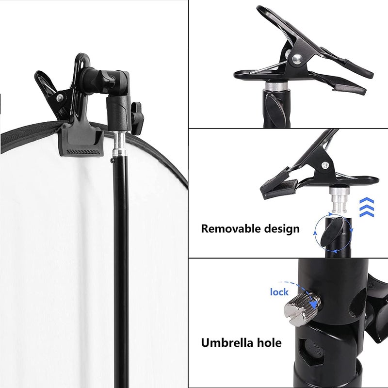 SLOW DOLPHIN Photo Studio Heavy Duty Metal Clamp Holder with 5/8 Light Stand and Umbrella Reflector Holder(2 PCS) - Image 5
