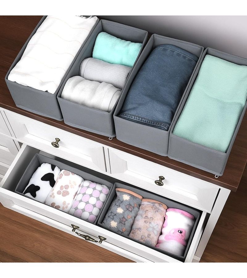 8 Pack Foldable Drawer Organizers Non Woven Fabric Closet Storage for Socks Underwear Bras Clothes Variant - Image 1
