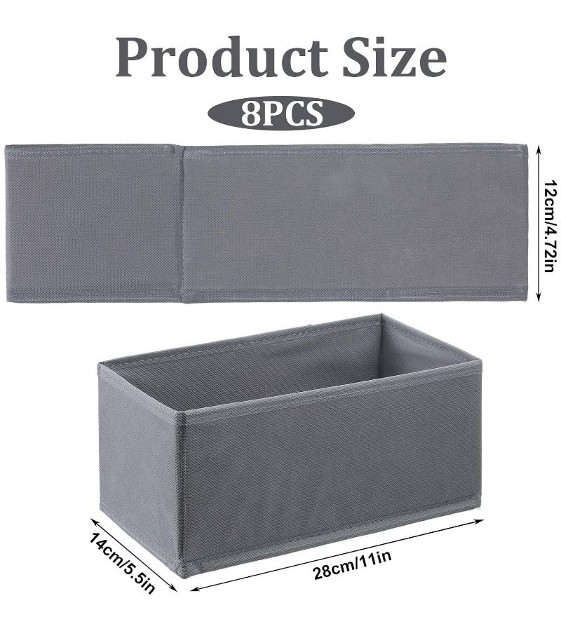 8 Pack Foldable Drawer Organizers Non Woven Fabric Closet Storage for Socks Underwear Bras Clothes Variant - Image 3