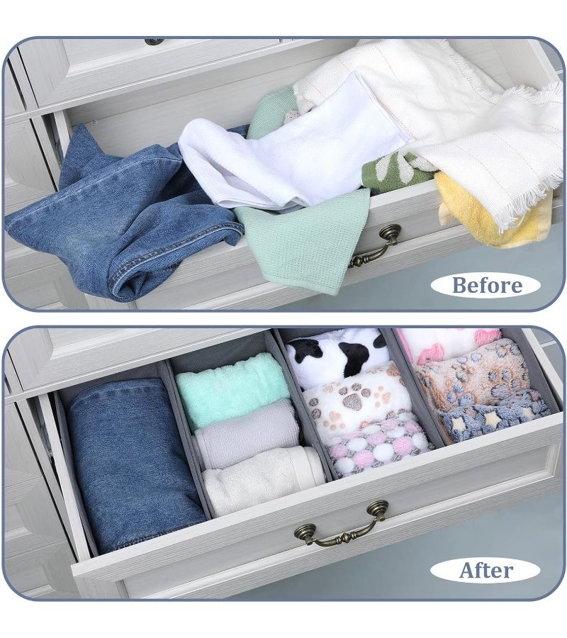 8 Pack Foldable Drawer Organizers Non Woven Fabric Closet Storage for Socks Underwear Bras Clothes Variant - Image 4