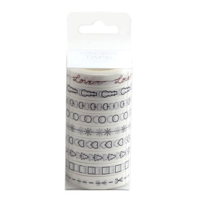 9Pcs DIY Washi Tape Set White Masking Tape for Scrapbook Crafting and Planner Decoration for Journaling and Wrapping - Image 2