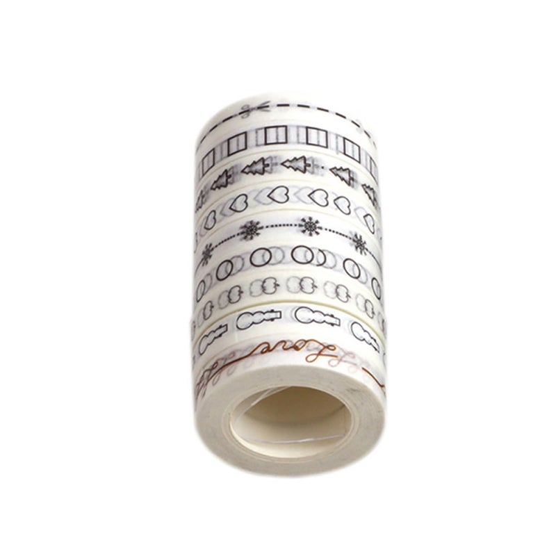 9Pcs DIY Washi Tape Set White Masking Tape for Scrapbook Crafting and Planner Decoration for Journaling and Wrapping - Image 3