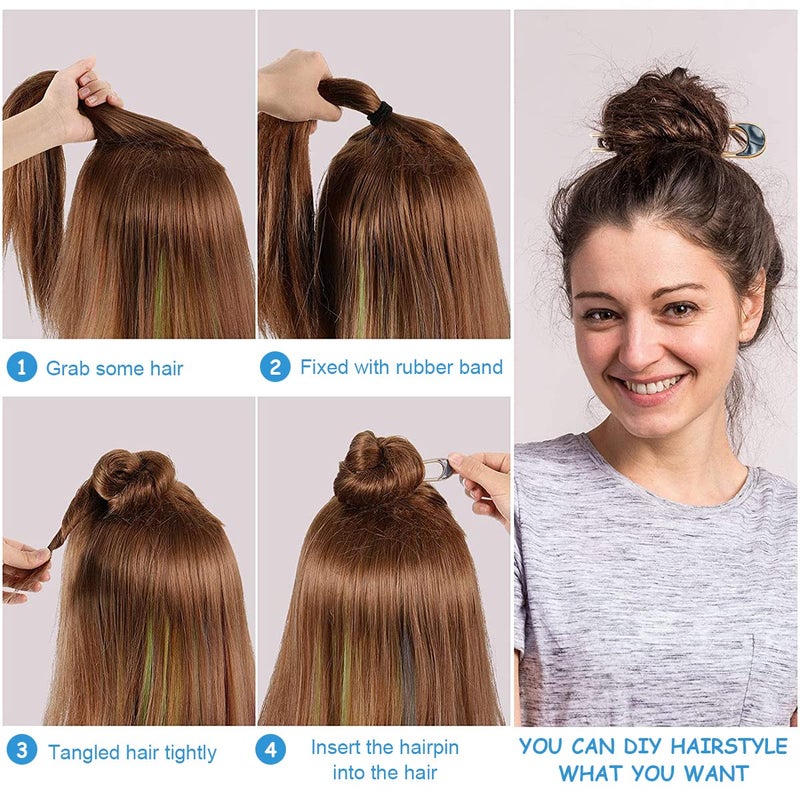M'AYCREATE MAYCREATE 4Pcs Magic Grip Hair Pins For Women, Metal Bun Dtick For Hair Juda Pins For Hair Bun U Shaped Hairpin Vintage Hair Chignon Pins Hairstyle Bride Hair Accessories For Women Girls,Multi - Image 5