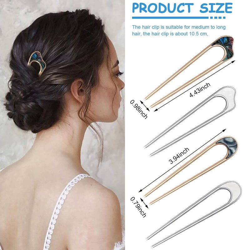 M'AYCREATE MAYCREATE 4Pcs Magic Grip Hair Pins For Women, Metal Bun Dtick For Hair Juda Pins For Hair Bun U Shaped Hairpin Vintage Hair Chignon Pins Hairstyle Bride Hair Accessories For Women Girls,Multi - Image 2