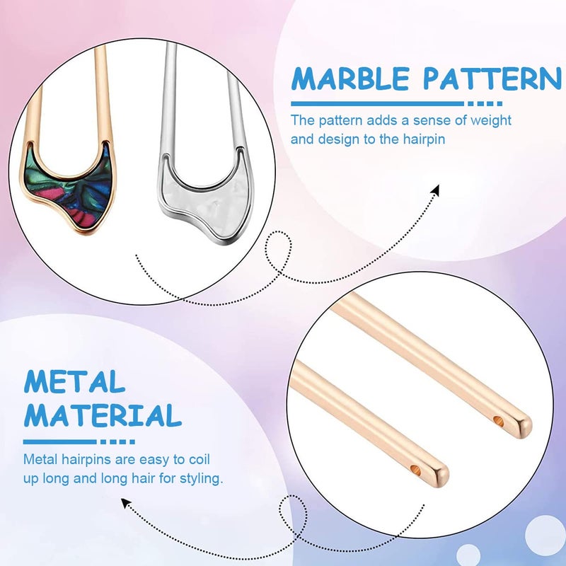 M'AYCREATE MAYCREATE 4Pcs Magic Grip Hair Pins For Women, Metal Bun Dtick For Hair Juda Pins For Hair Bun U Shaped Hairpin Vintage Hair Chignon Pins Hairstyle Bride Hair Accessories For Women Girls,Multi - Image 3