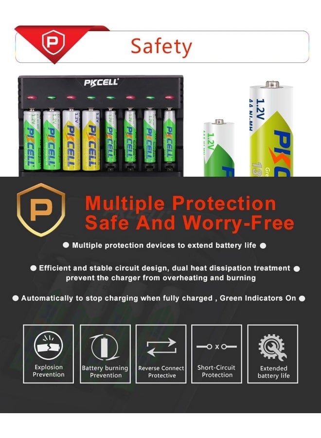 PKCELL شاحن البطاريات USB Pkcell Pk-8181 8 فتحات Ni-Cd/Ni-MH - Image 5