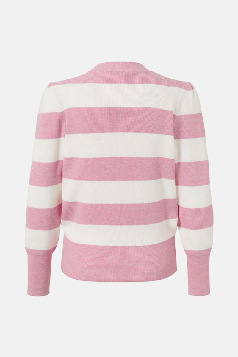 Tchibo Women Crew Neck Stripe Sweater, Pink - Image 3