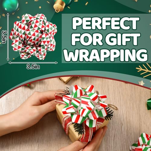 Geelin 24 Pcs Christmas Gift Pull Bows Peel Stick 6 Style Christmas Confetti Gift Bows Xmas for Tree Presents Package Baskets Wedding Party Decor Birthday - Image 3