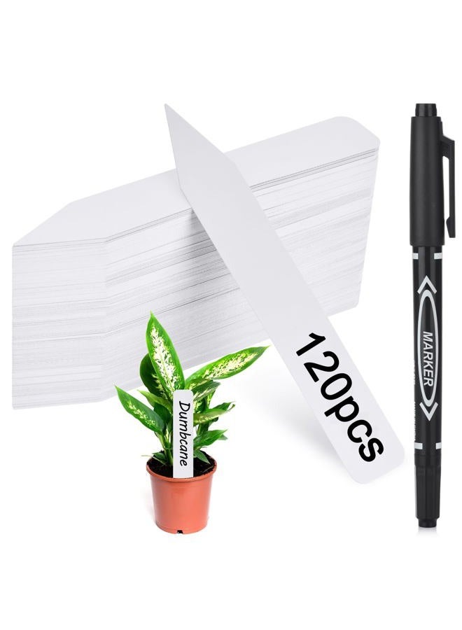 Darfukei Plant Labels 120PCS, Outdoor Waterproof Garden Markers, Plastic Nursery Seed Plant Tags with Bonus a Permanent Marking Pen, Gardening Gifts for Women Men - Image 1
