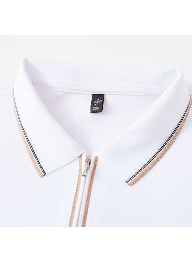 Tucano summer Short Sleeve Acetate Mulberry Silk Linen Cotton Business Casual Polo Shirt T-shirt Top - Image 3