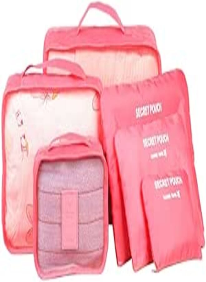 Achievers 6 in 1 Outdoor Traveling/Household Clothing Storage Bag Included Six Pieces Suit(Red)