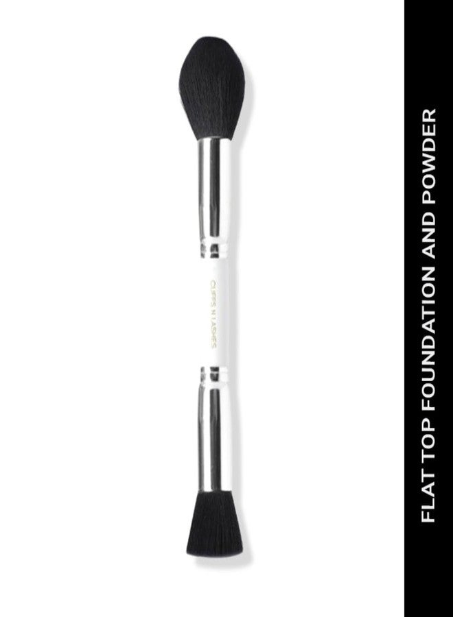 Cuffs N Lashes Dual Makeup Brush | 2-in-1 Flat Top Foundation &Powder Brush 01 | Seamless Blending for Liquid Cream &Powder | Soft Premium Bristles | Travel Friendly Professional Face Brush - Image 2