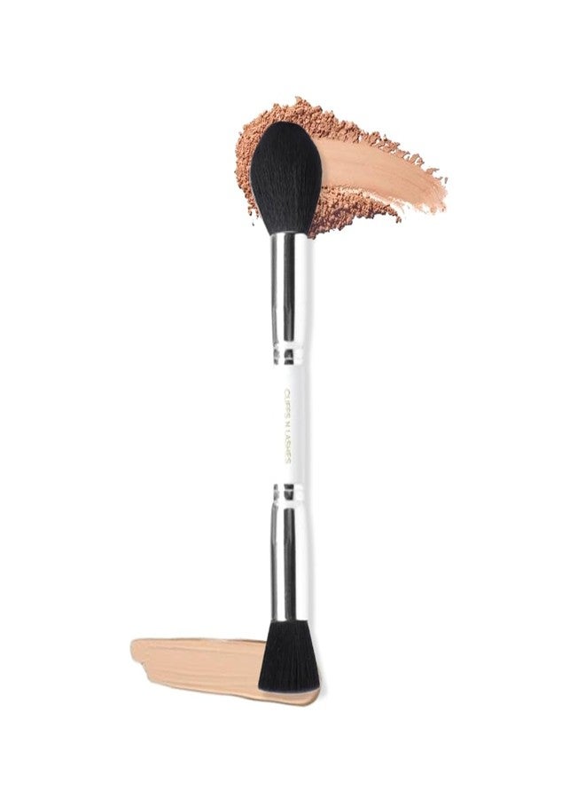Cuffs N Lashes Dual Makeup Brush | 2-in-1 Flat Top Foundation &Powder Brush 01 | Seamless Blending for Liquid Cream &Powder | Soft Premium Bristles | Travel Friendly Professional Face Brush - Image 1