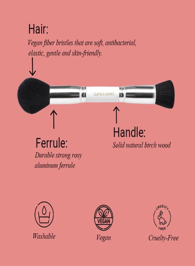 Cuffs N Lashes Dual Makeup Brush | 2-in-1 Flat Top Foundation &Powder Brush 01 | Seamless Blending for Liquid Cream &Powder | Soft Premium Bristles | Travel Friendly Professional Face Brush - Image 5