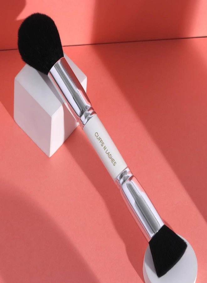 Cuffs N Lashes Dual Makeup Brush | 2-in-1 Flat Top Foundation &Powder Brush 01 | Seamless Blending for Liquid Cream &Powder | Soft Premium Bristles | Travel Friendly Professional Face Brush - Image 3
