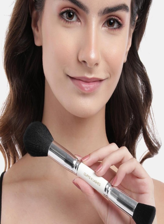 Cuffs N Lashes Dual Makeup Brush | 2-in-1 Flat Top Foundation &Powder Brush 01 | Seamless Blending for Liquid Cream &Powder | Soft Premium Bristles | Travel Friendly Professional Face Brush - Image 4