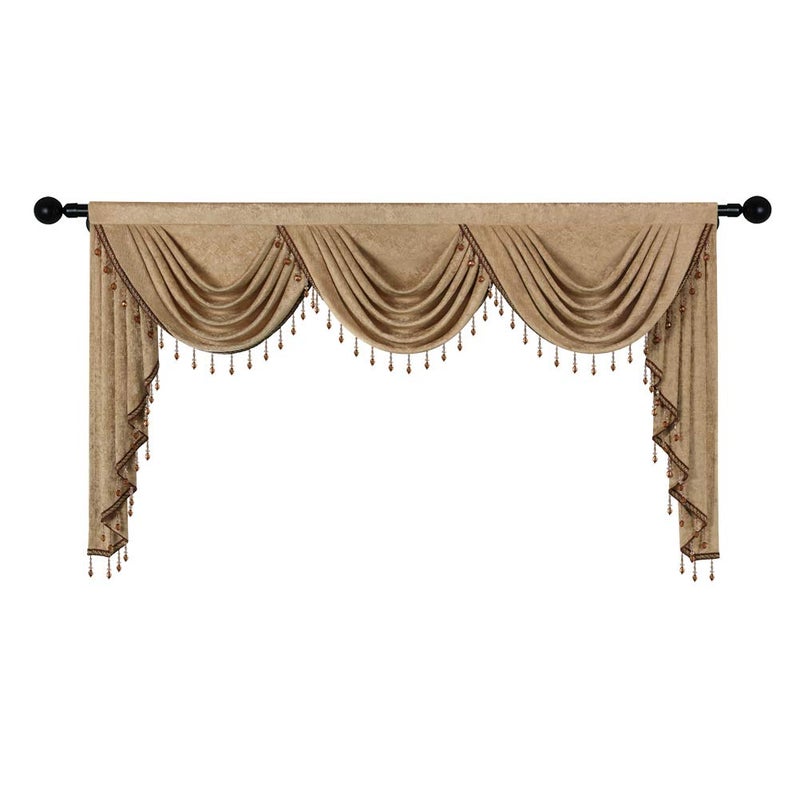 ELKCA DoubleSided Chenille Valance for Living RoomCoffee Curtains Valance with Beads for BedroomRod Pocket W79Inch1 Panel