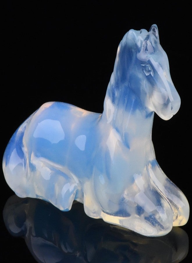 Ytbeoxk 2.2 Inch Opal Horse Crystal Figurines, Hand-Carved Healing Crystals Decor, White Horse Statues Stone Energy Gemstones, in Bedroom Office Meditation Memorial Gifts for Men and Women - Image 1