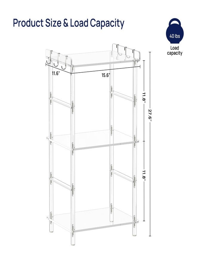 HMYHUM 3-Tier Acrylic Purse Organizer, Large Capacity, Multi-Functional Purse Rack with 6 Metal Hooks, Floor Standing Handbag Organizer for Purse Storage, Purse Storage for Cloakroom Foyer Bedroom - Image 3