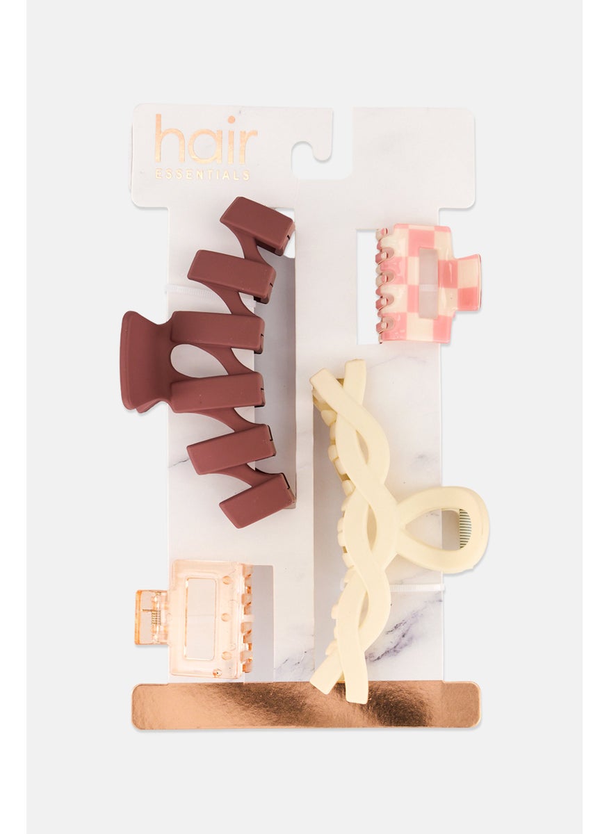 Orly Fashion Accessories 4Pcs Assorted Hair Claw, Multicolor  - Image 1